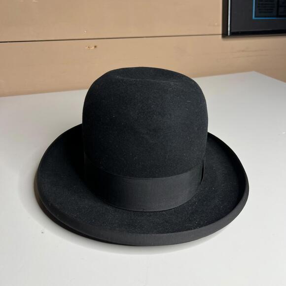 Vintage 1940s–50s Kings Hat Stores Black Bowler Derby Felt Hat Size 7 Chicago - Picture 3 of 7
